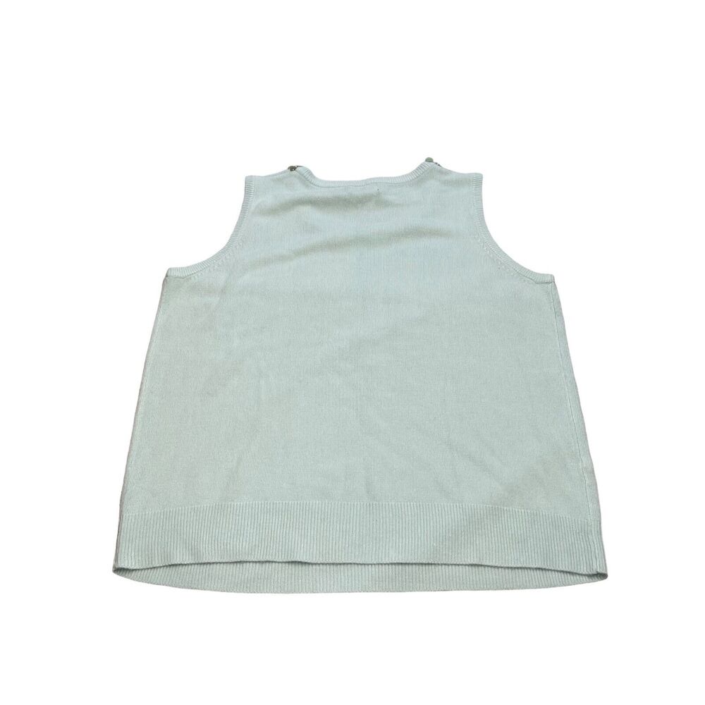 R.Q.T Sweater Vest Women's Large Light Mint Ribbed Knit Disc Sequins Round Neck - Picture 3 of 7